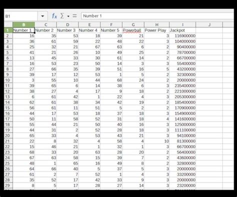 powerball csv file.